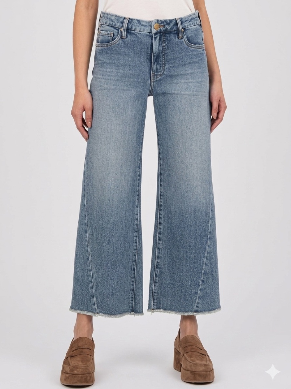 KUT from the Kloth Meg Fab Ab High Rise Wide Leg Wrap Seam Jeans Size 10